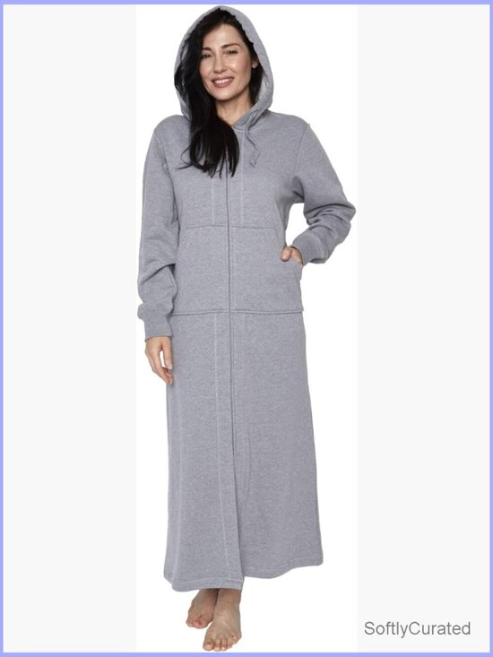 Other - Full-Length Zip-Up Hooded Loungewear Sweatshirt, Relaxed Fit Wearable Blanket,